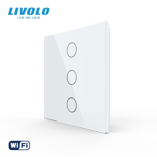 Công tắc cảm ứng mặt kính 3 nút Wifi 1 chiều Livolo B6