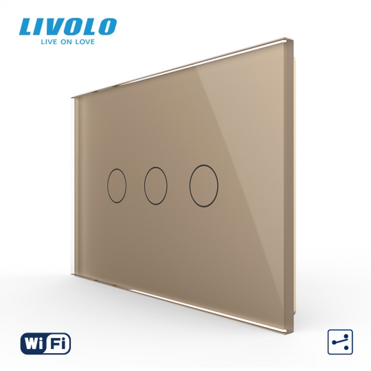 Công tắc cảm ứng mặt kính 3 nút Wifi Livolo 2 chiều