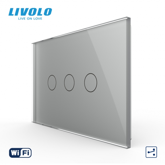 Công tắc cảm ứng mặt kính 3 nút Wifi Livolo 2 chiều